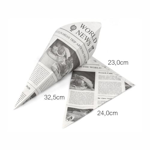 Pommes-Spitztüte 250g "Newspaper" 32,5x23,0x24,0cm